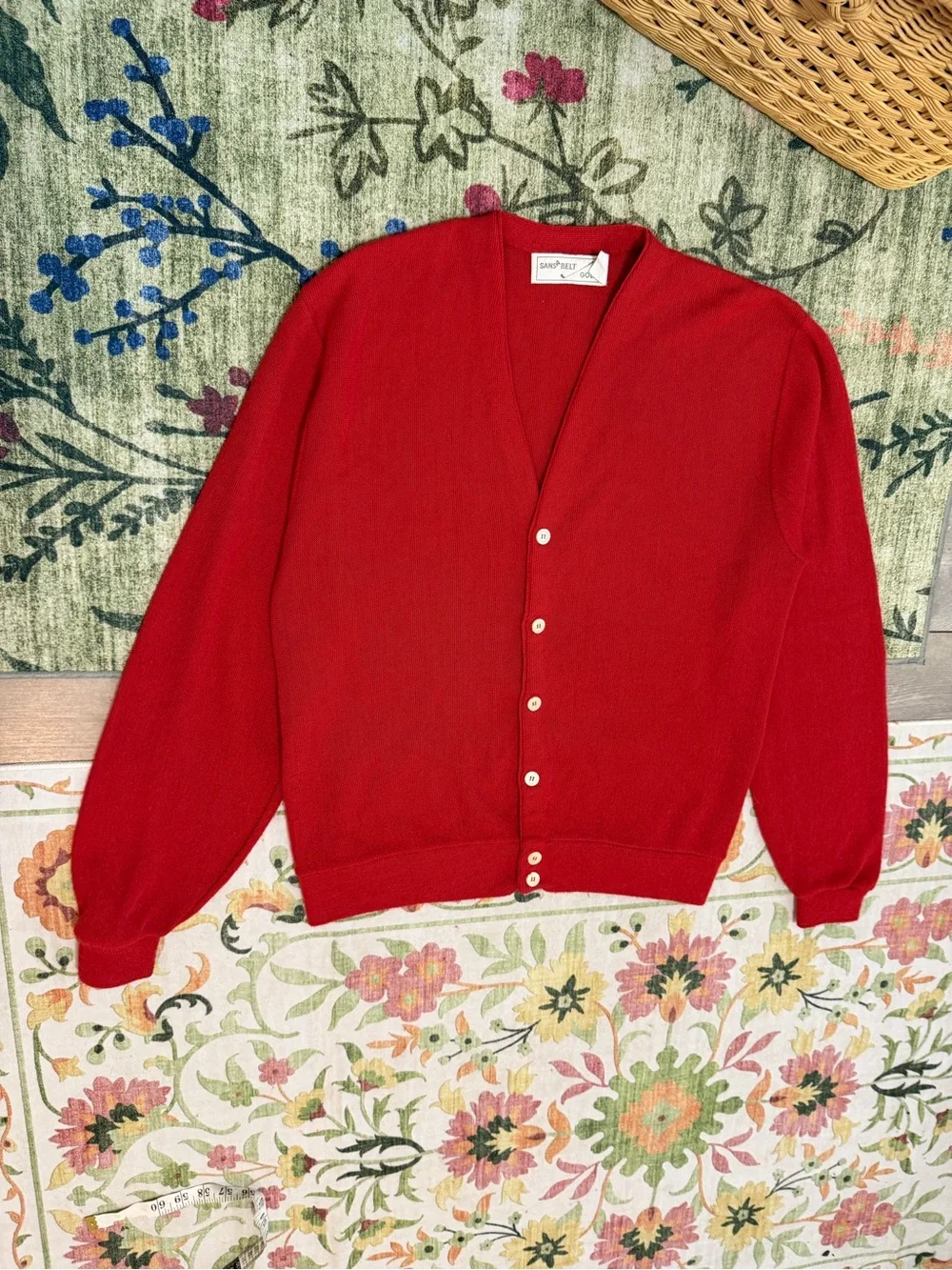 Vintage 90s Sansabelt Golf Red Button Cardigan Sweater Sz XL Tall Classic Preppy